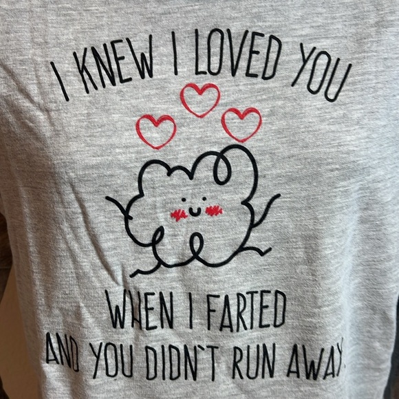 Funny Graphic Sweatshirt XL – “I Knew I Loved You When I Farted” Gray Pullover - Picture 1 of 5